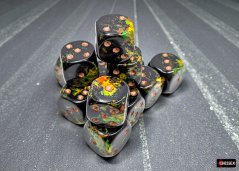 Brush Deep Forest/gold 16mm d6 Dice Block (12 dice)