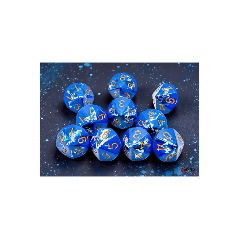 Brush Wavebreak/gold Set of Ten d10s